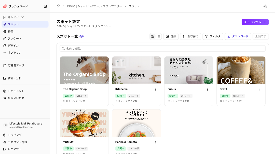 Petancoの管理画面